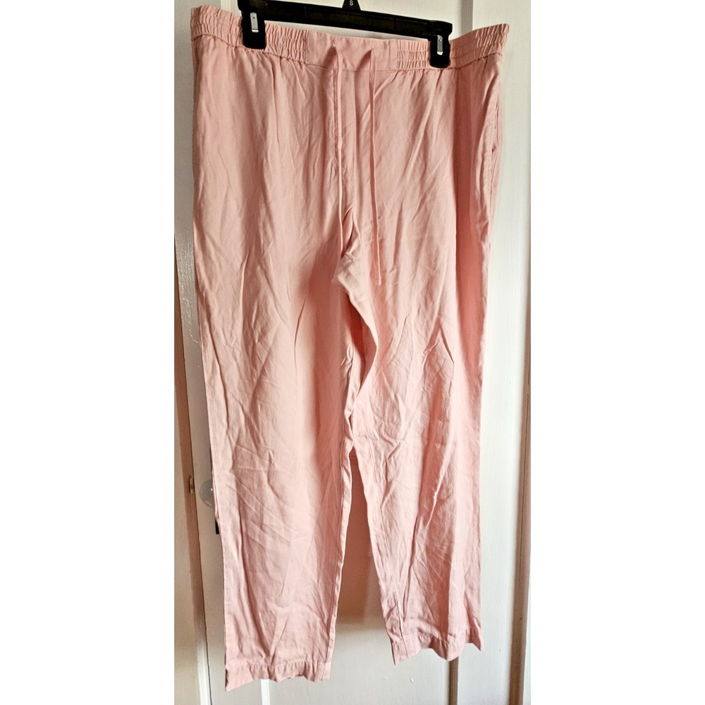 NWOT TALBOTS THE Easy Drawstring pants pink woman Sz L 100% Lyocell pull on